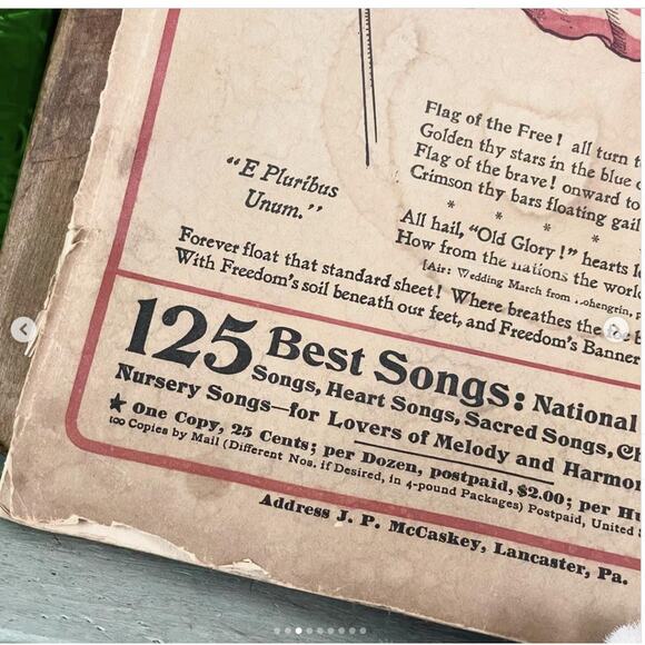 Antique 1907 Shabby Well-Loved American Flag Soft Cover Songbook Religious Hymns - Picture 3 of 9